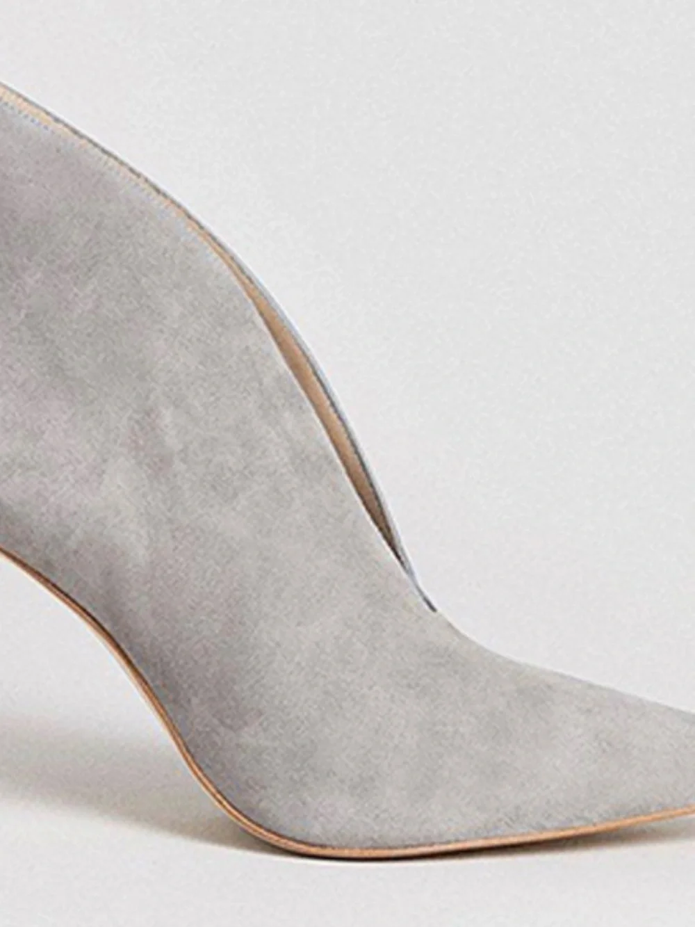 Karen Millen Black Suede Pointed Pump with Subtle Gold Trim